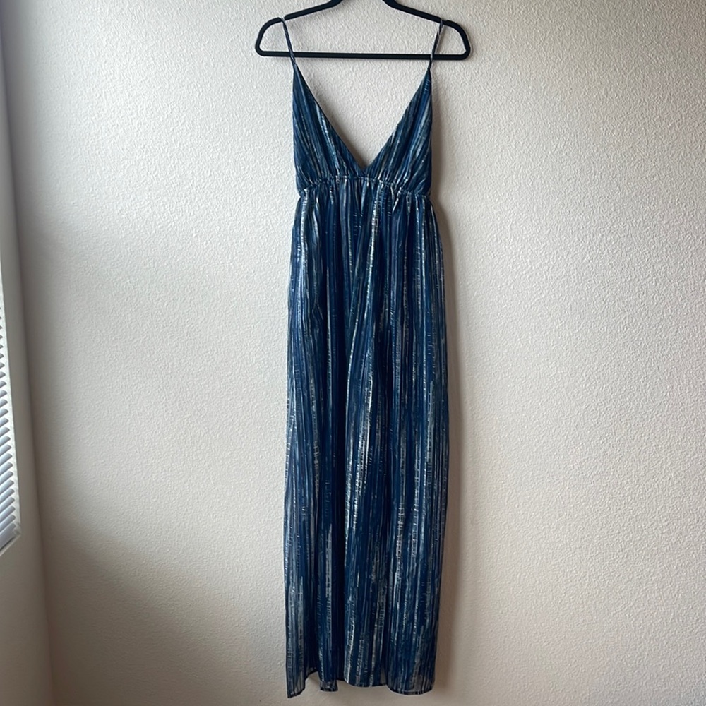 ANGL Empire Waist Maxi Dress, Blue, Size M